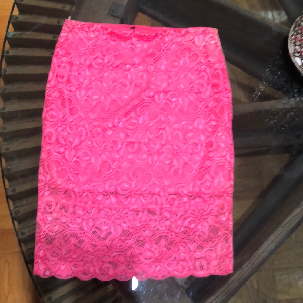 Neon pink lace skirt